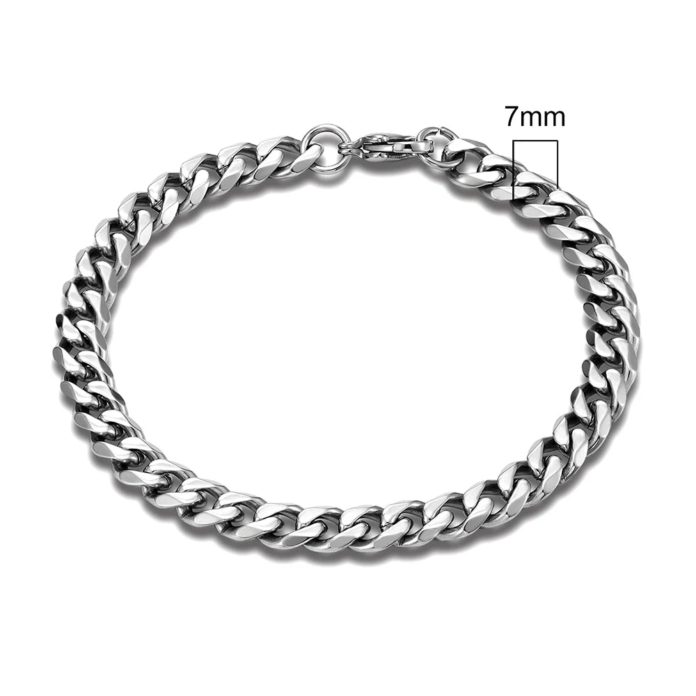 Bracelet Chaine Argente maillon de 7mm