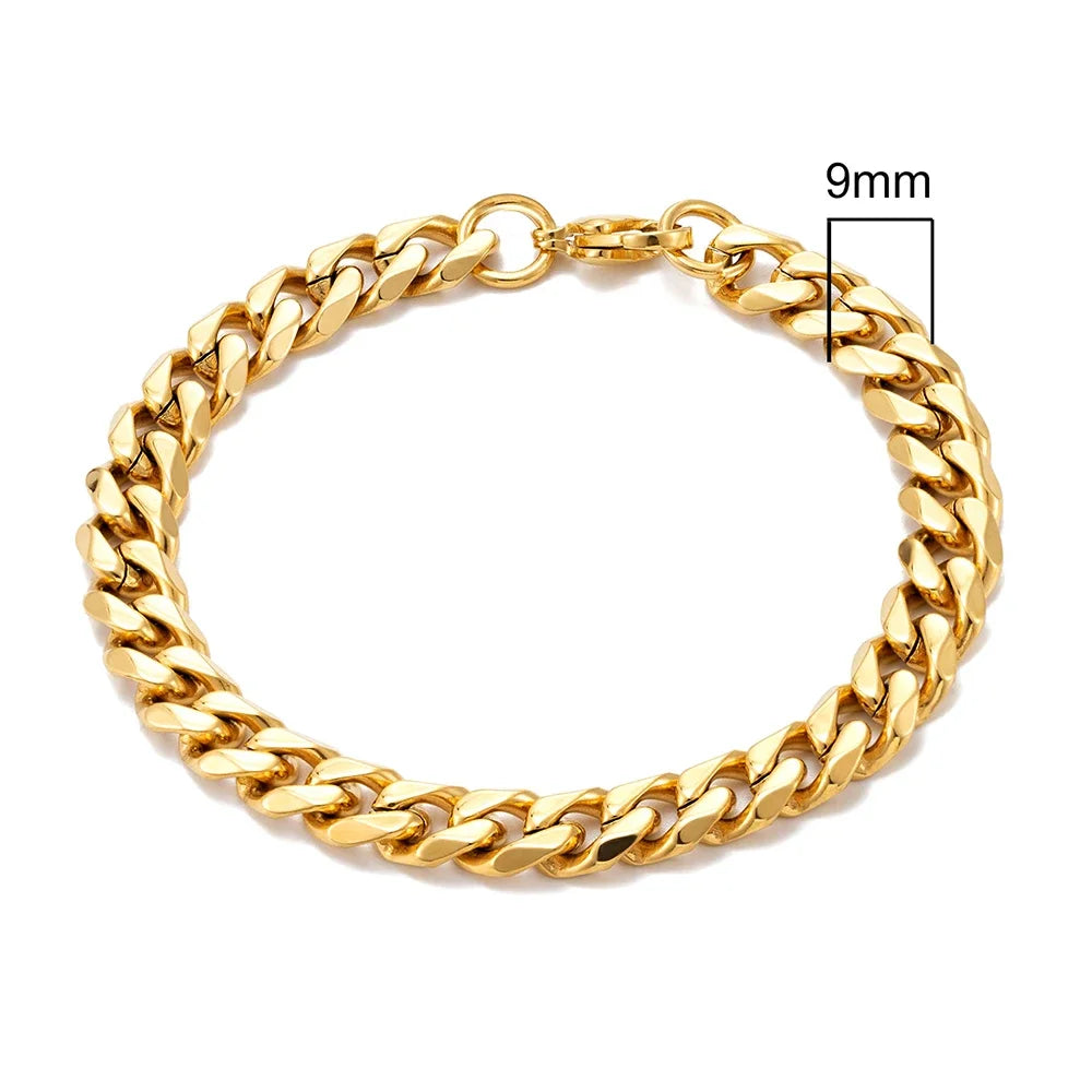 Bracelet Plaqué Or Homme 9mm