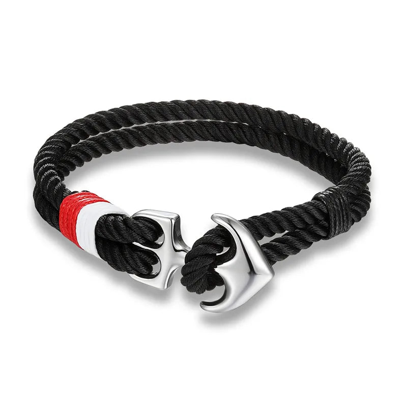 Bracelet noir avec une Ancre