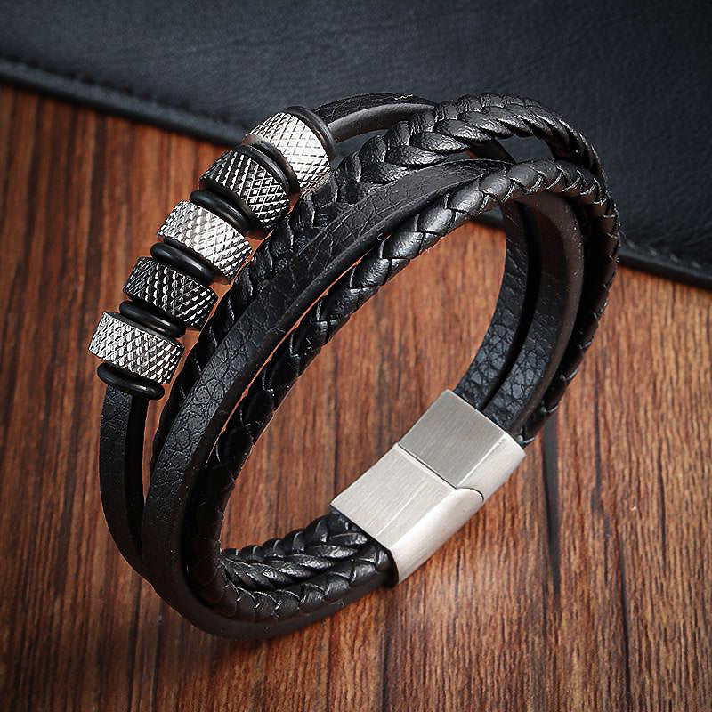 bracelet-cuir-et-charm-metal-homme
