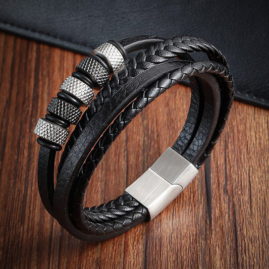 bracelet-cuir-et-charm-metal-homme