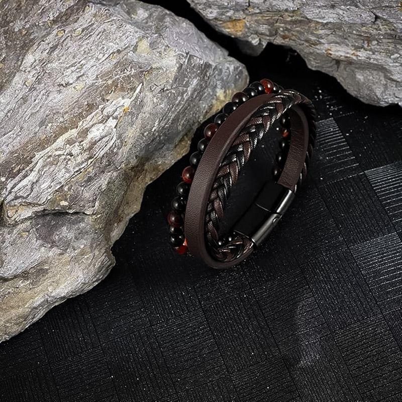 bracelet-homme-cuir-et-perle-marron