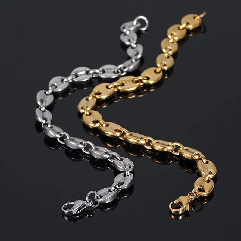 bracelet homme grain de café argent et doré