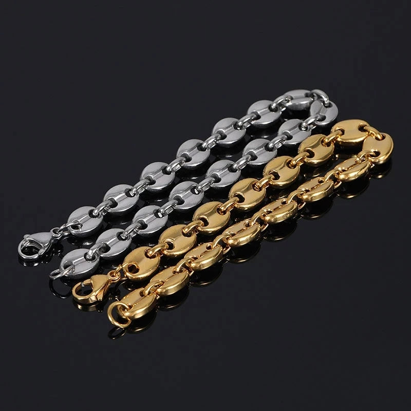 bracelet homme grain de café argent et or