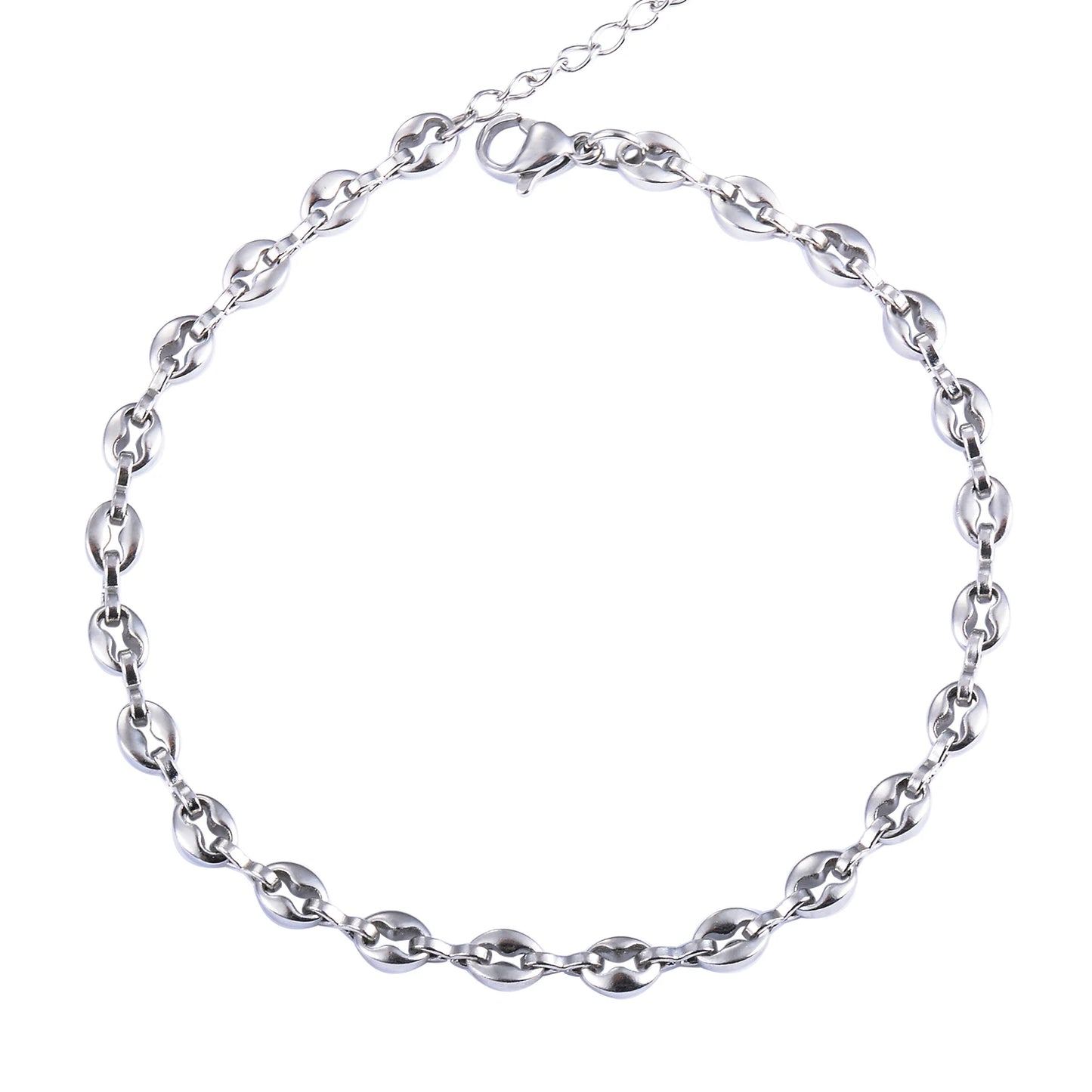 Bracelet Argent Maille 4.5mm Grain de Café pour Homme