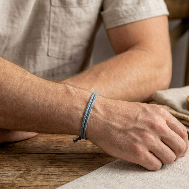 Bracelet Brésilien Homme Simple Gris Bleu Ajustable