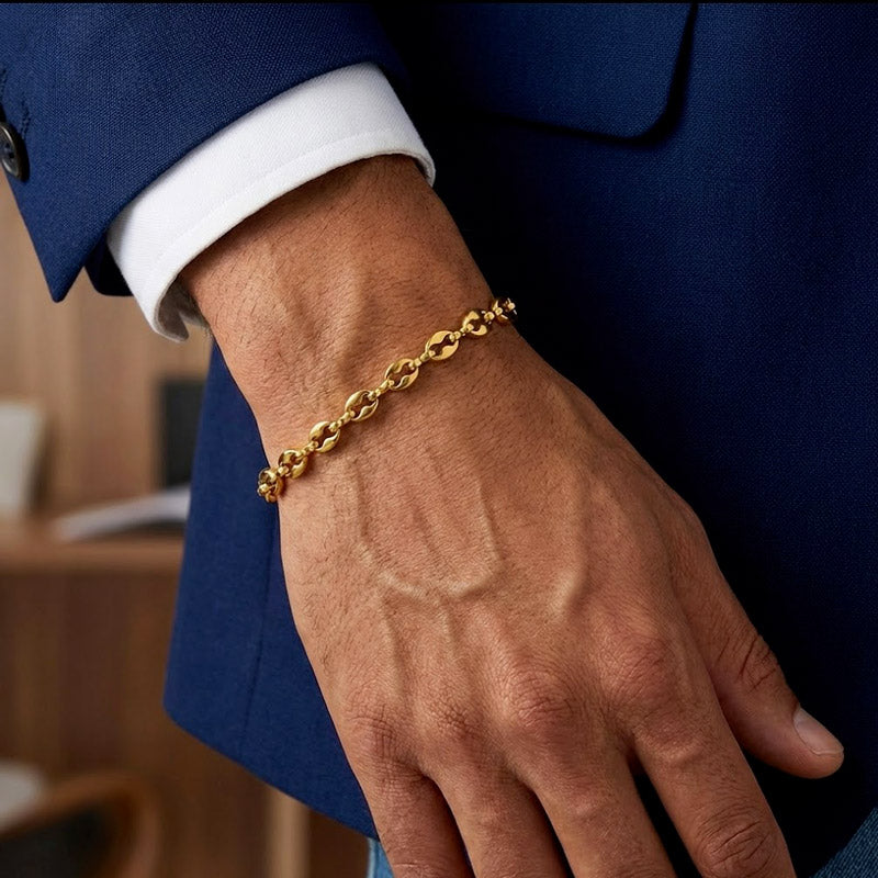 Bracelet Chaîne Graine de Café Or pour homme