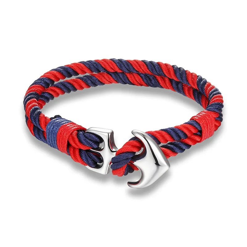 Bracelet Fermoir Ancre Rouge et bleu