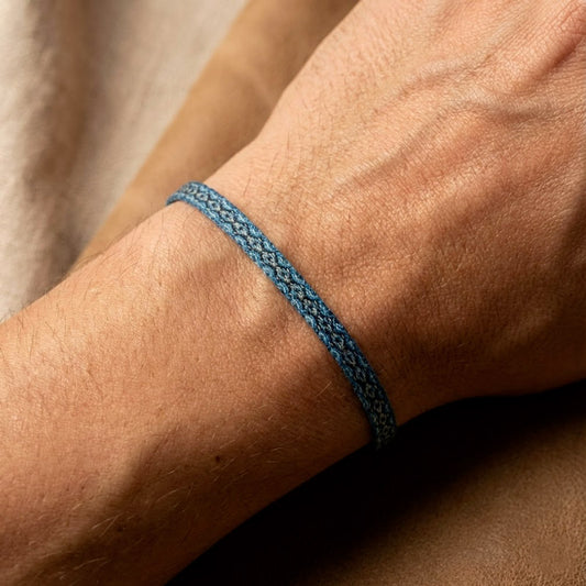 Bracelet Homme Tissu style Brésilien Bleu ajustable