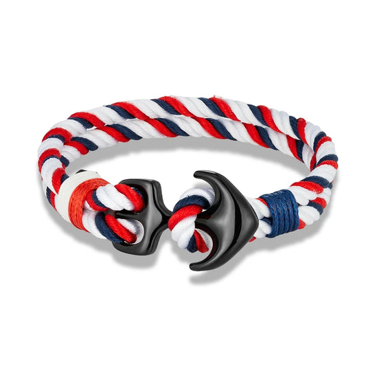 Bracelet Marin Homme Ancre Bleu Blanc Rouge