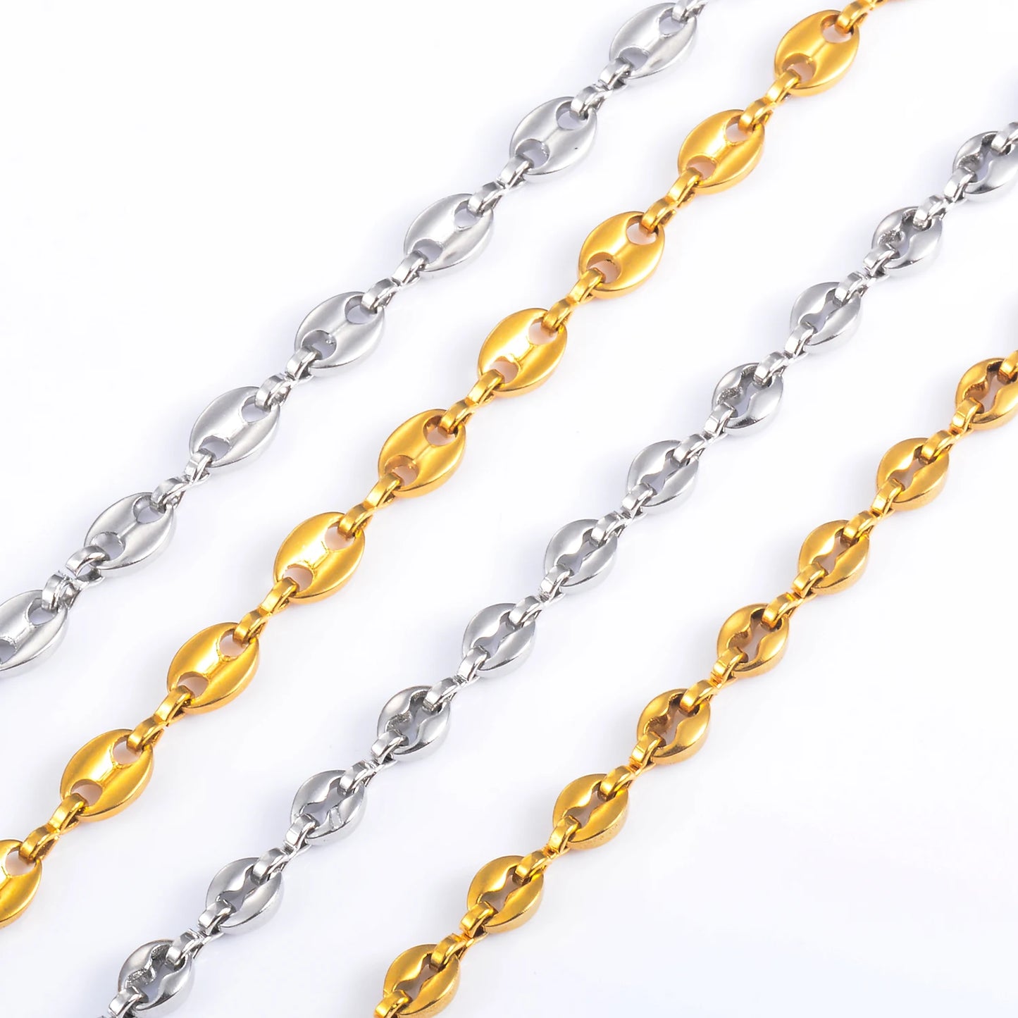 Bracelet grain de cafe or et argent différentes largeurs