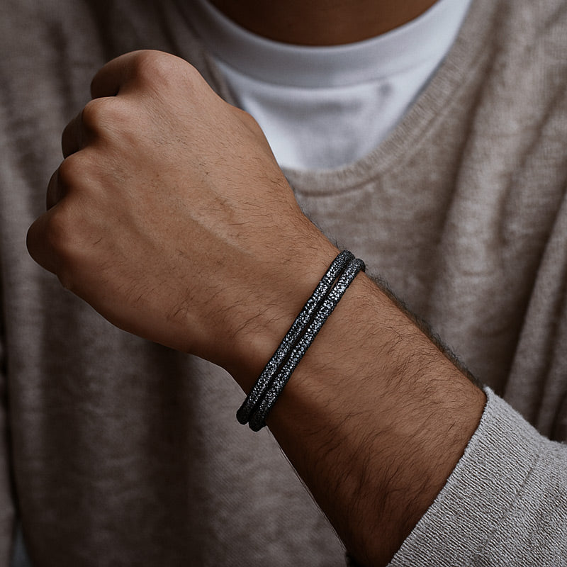 bracelet en tissu gris pour homme 