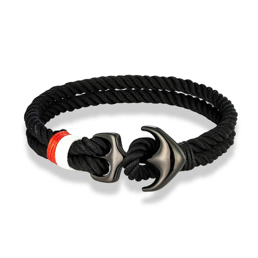 bracelet ancre noir homme