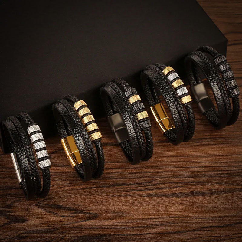 collection-bracelet-homme-cuir-pu-multi-rangs
