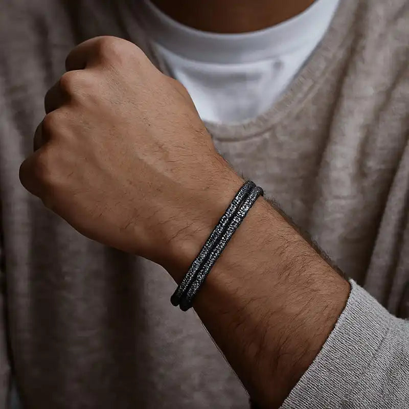 bracelet en tissu gris pour homme 